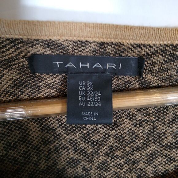 TAHARI Leopard Print Sweater 2X Boatneck Cuffed Sleeves Viscose Loose Fit Punk - Picture 6 of 8